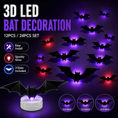 Alyvora BatGlow™ – Spooky 3D LED Halloween Bats