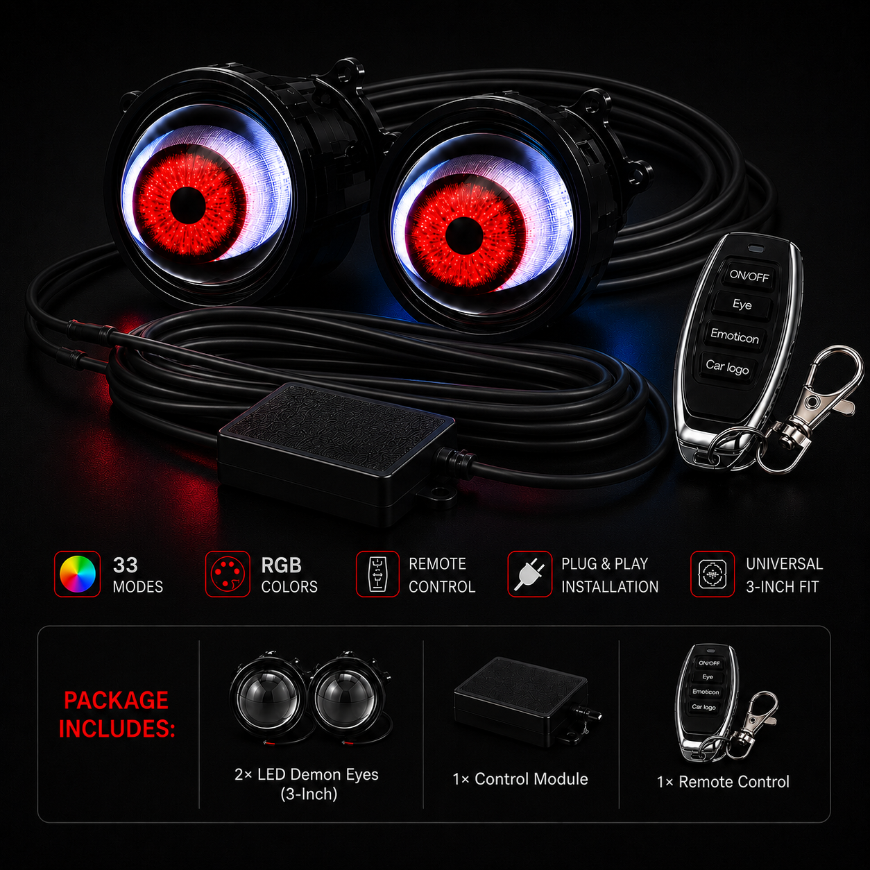 Alyvora ViperEyes™ Animated RGB Headlight Kit
