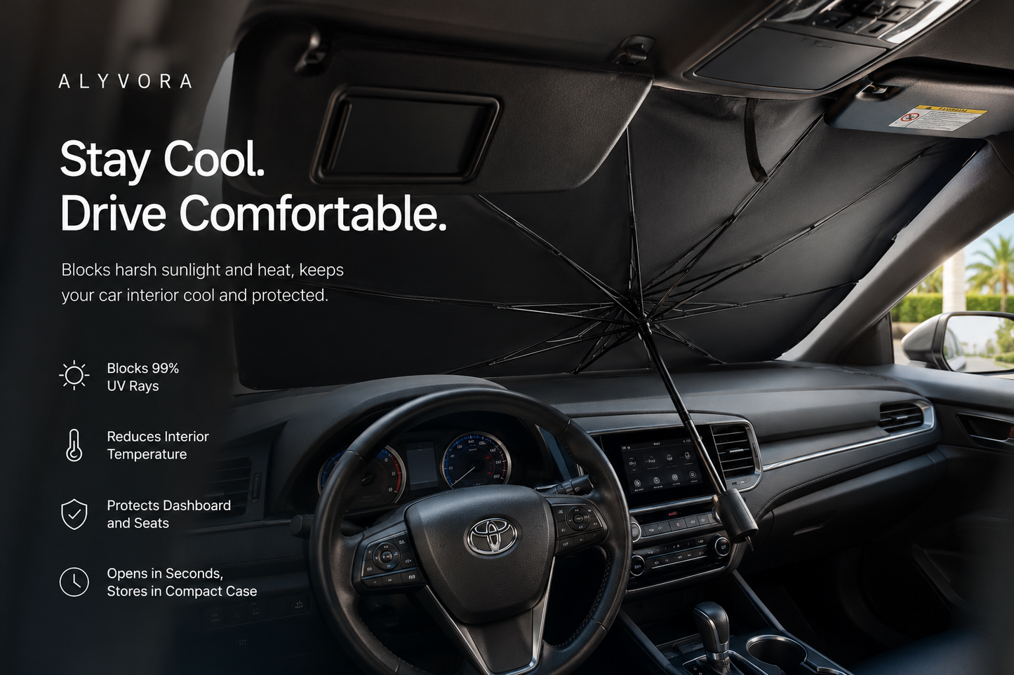 Alyvora ShadeGuard™ – Foldable Windshield Sun Shade